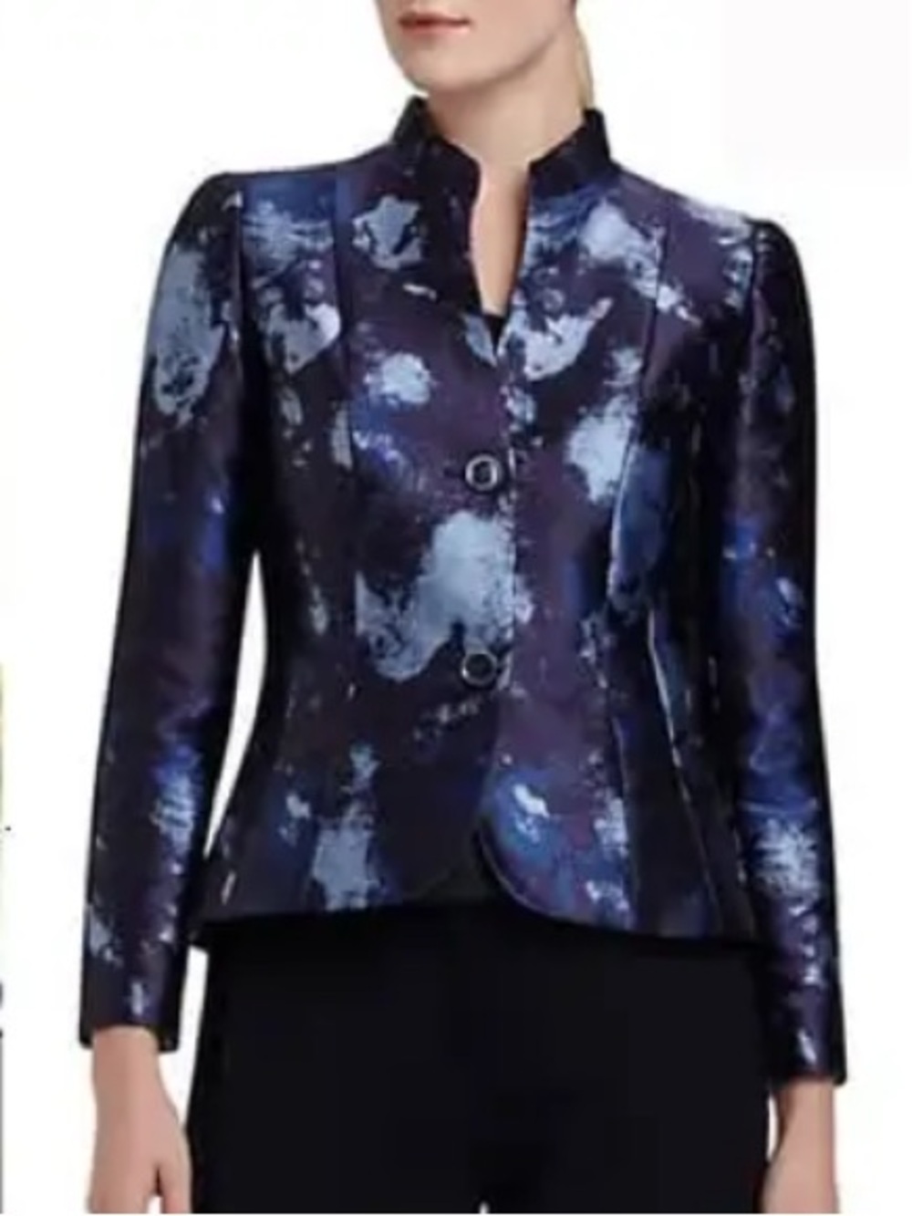 Lafayette 148 New York Blue Abstract Blazer Jacket